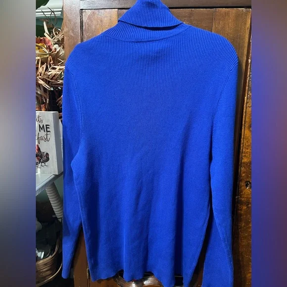 Chico's Reagan Ribbed Long Sleeve Turtleneck Sweater Tanzanite Blue Size 3 NWT - Picture 4 of 5